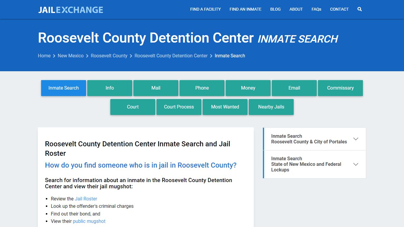 Roosevelt County Detention Center Inmate Search - Jail Exchange