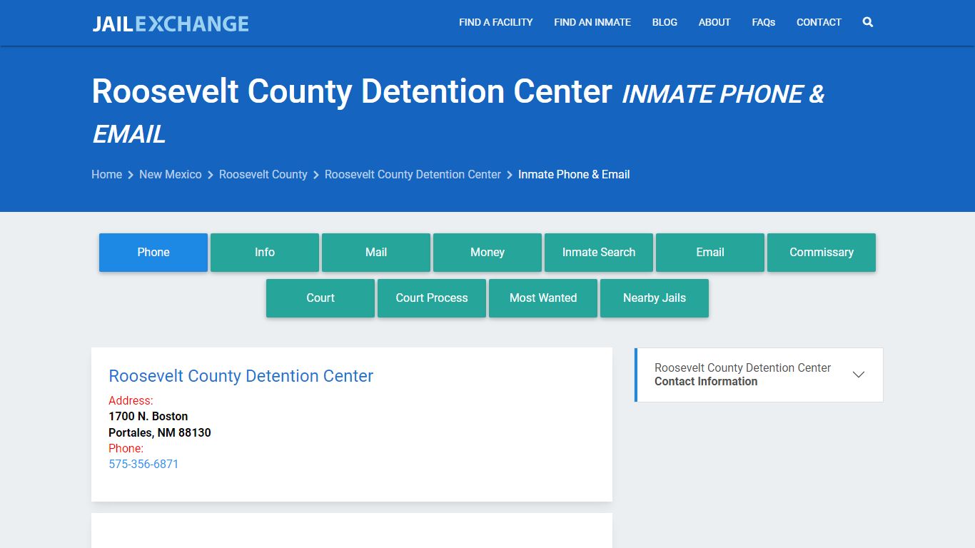 Inmate Phone - Roosevelt County Detention Center, NM - Jail Exchange